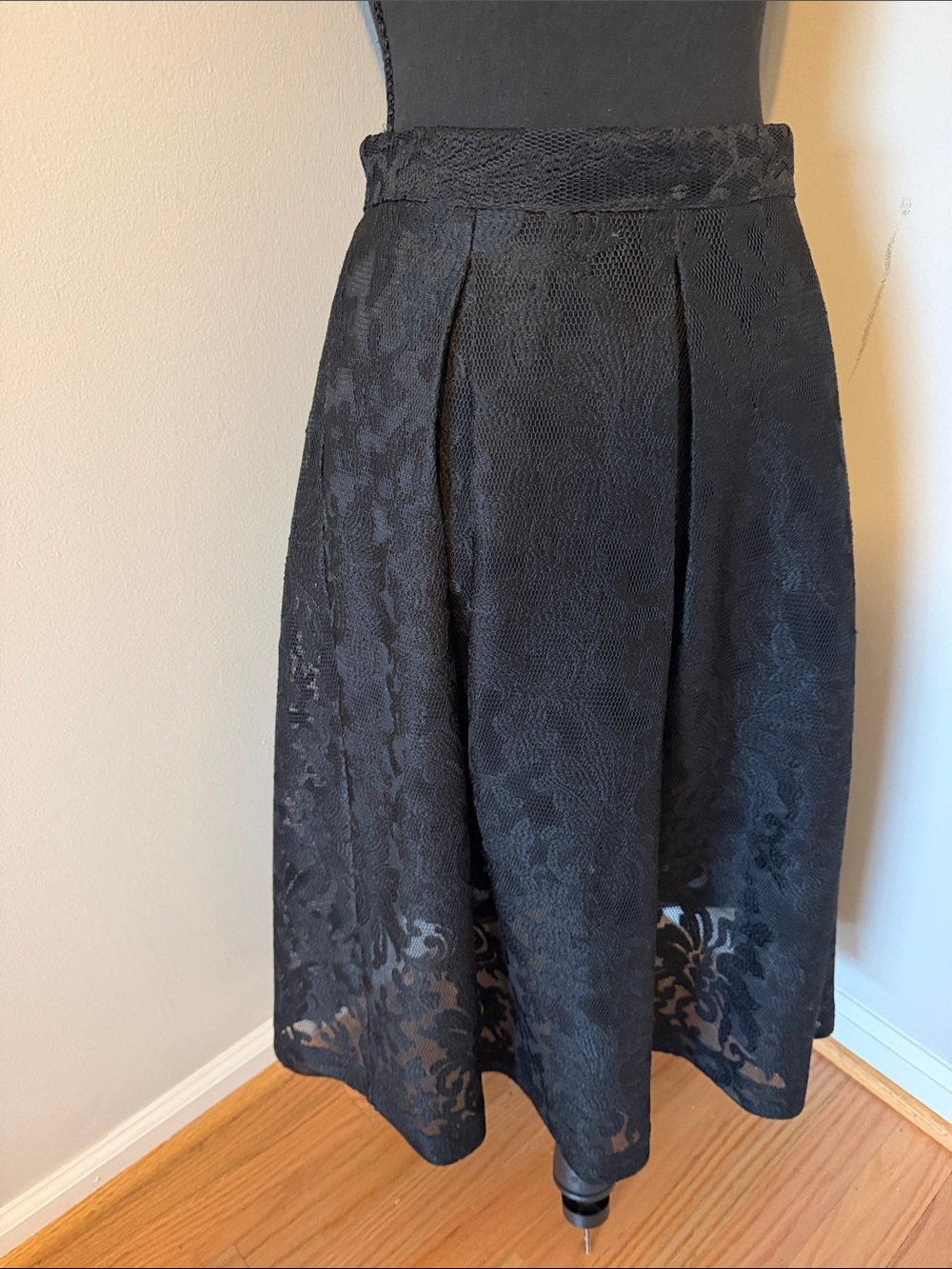 bebe Black Lace Circle Skirt